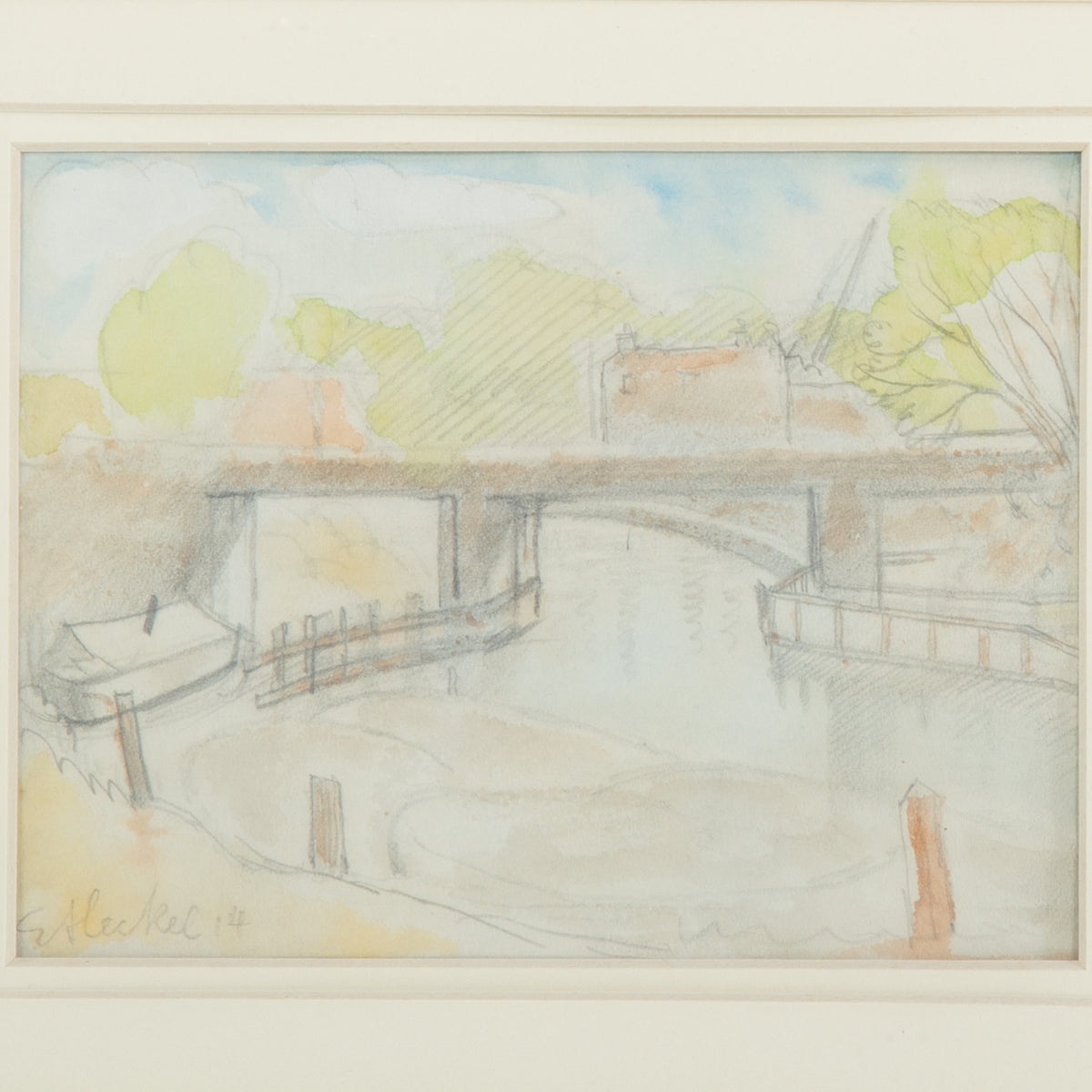 Erich Heckel. Along the River, mixed media