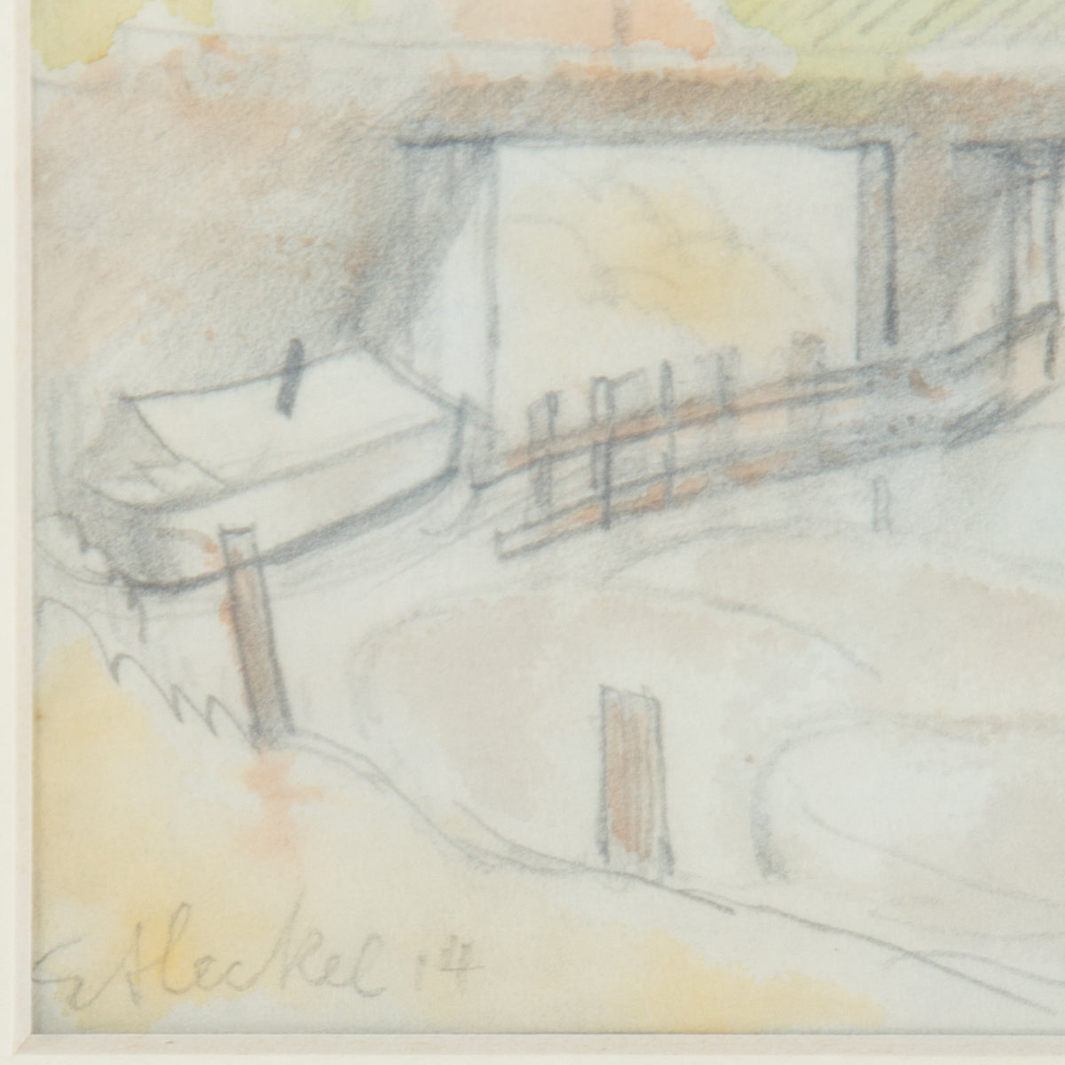 Erich Heckel. Along the River, mixed media
