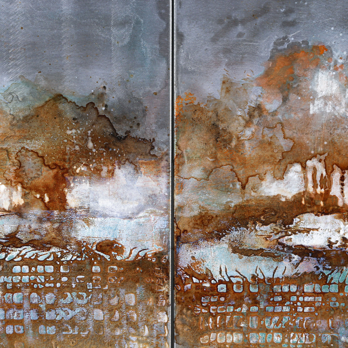 Dennis Carney. Distant Shores I & II, mixed media