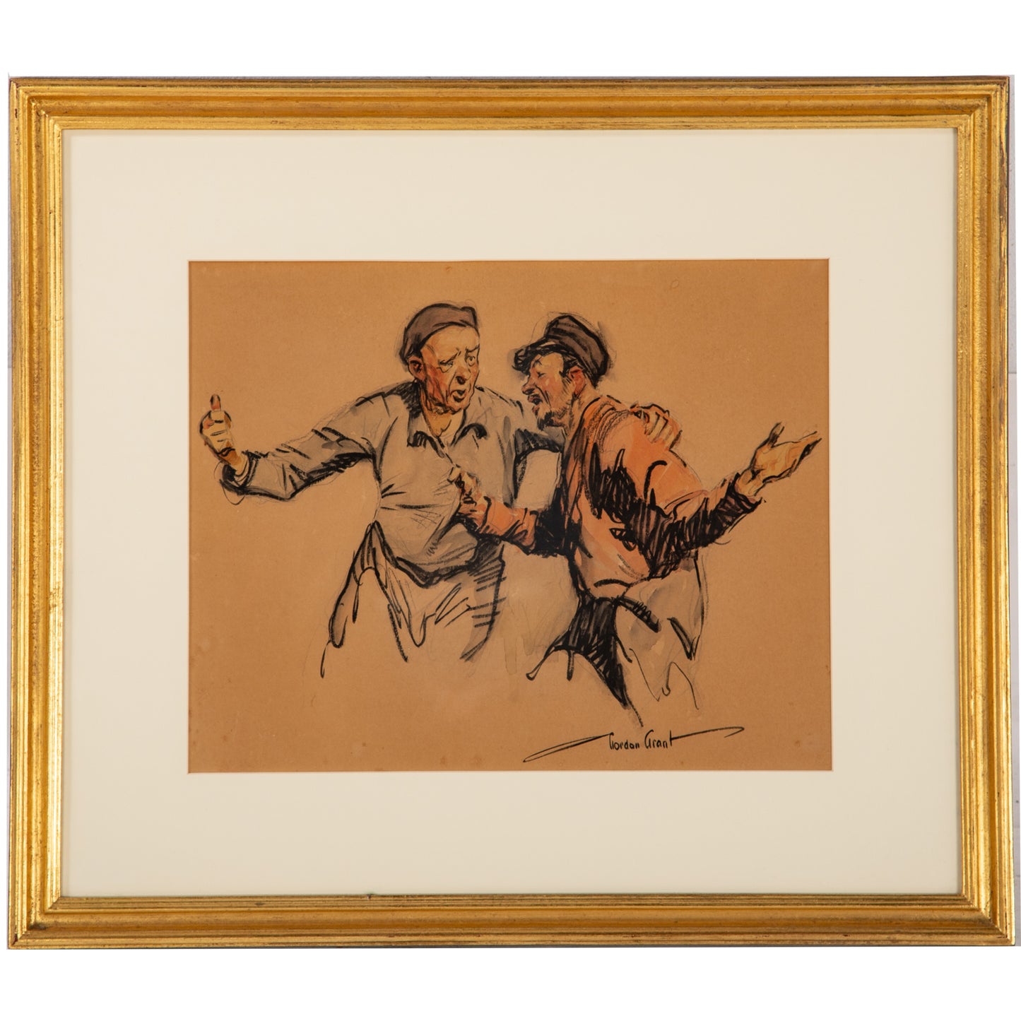 Gordon Grant. Two Figures Arguing, watercolor