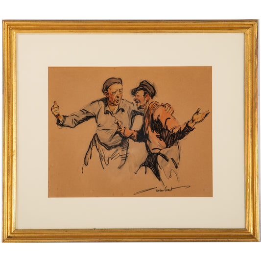 Gordon Grant. Two Figures Arguing, watercolor