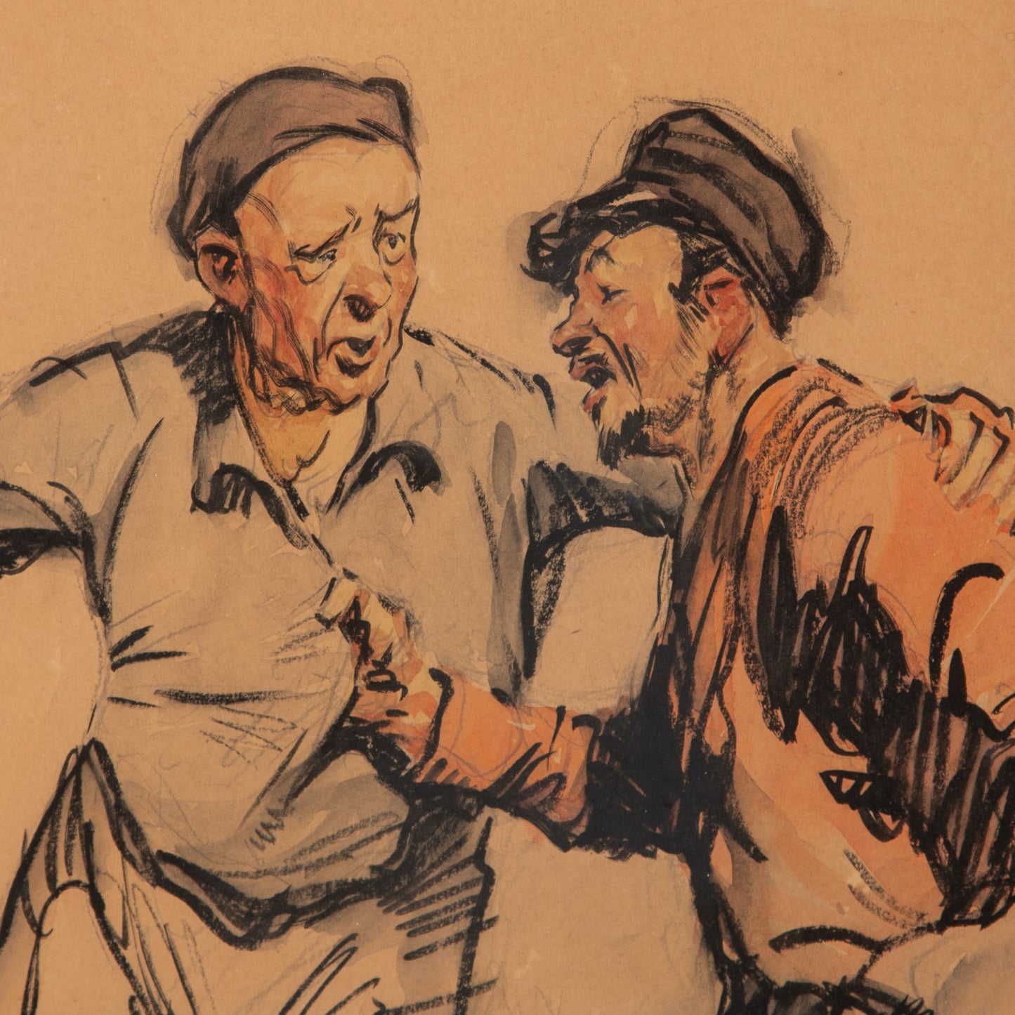 Gordon Grant. Two Figures Arguing, watercolor