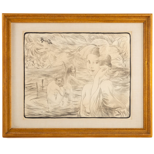 Albert Bresnard. "Trois Baigneuses," lithograph
