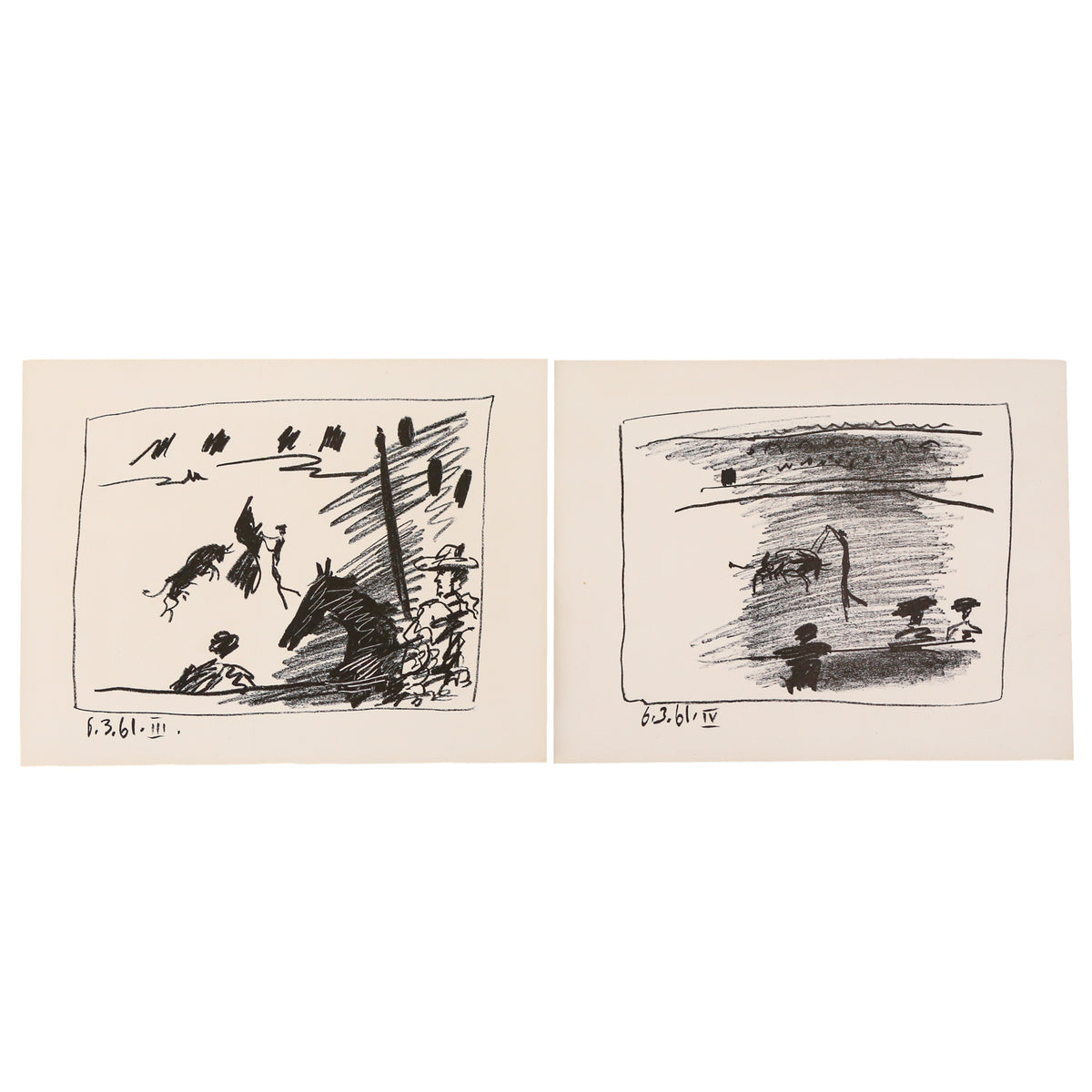 After Pablo Picasso. Two from "A Los Toros," lithograph