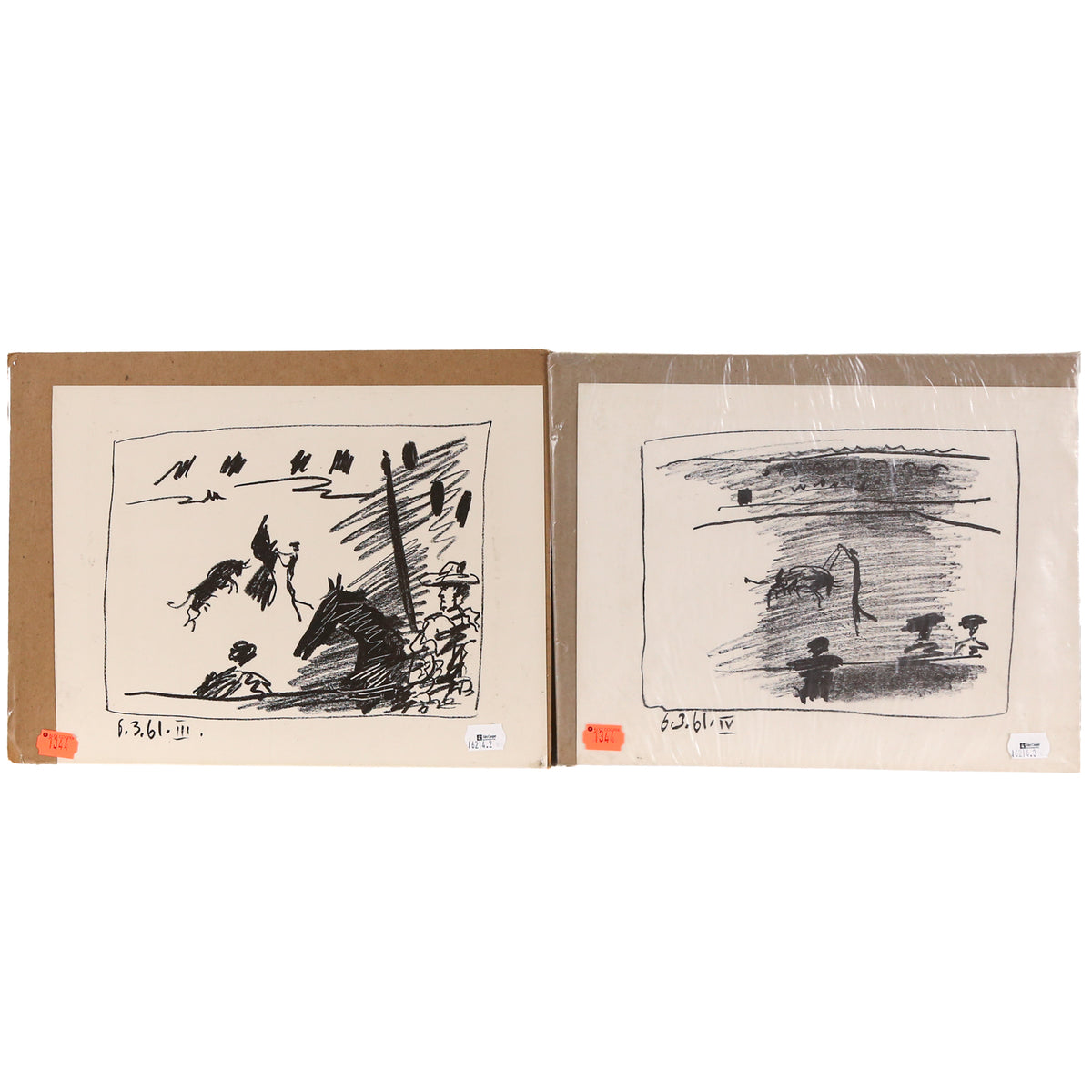 After Pablo Picasso. Two from "A Los Toros," lithograph
