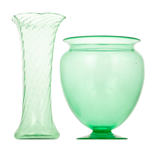 A Frederick Carder for Steuben Vase & Spiral Ribbed Vase