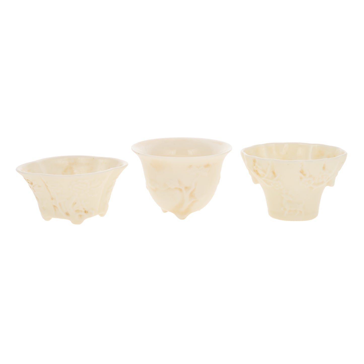 Three Chinese Blanc-de-Chine Libation Cups