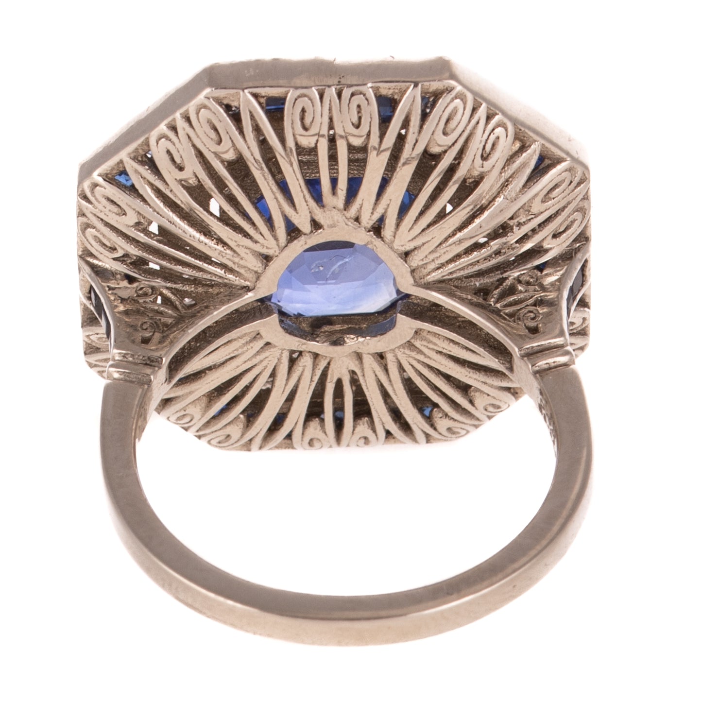 An Art Deco Style Sapphire & Diamond Ring in Platinum