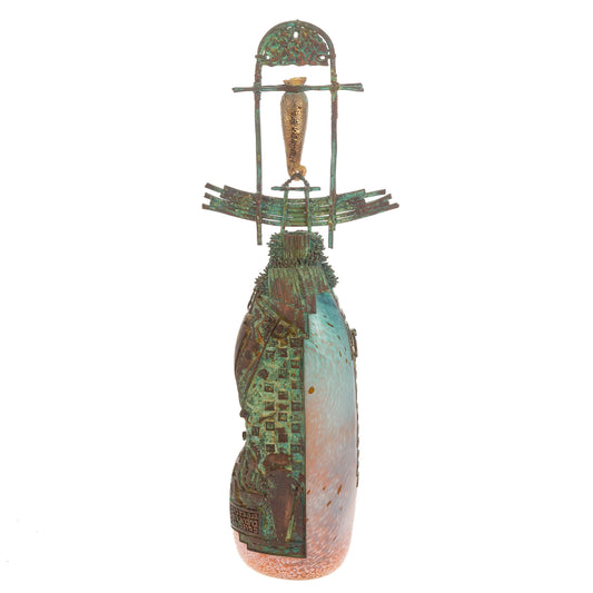 26" David Lewin Bronze & Glass Sculptural Vase