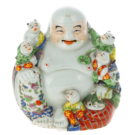 A Chinese Famille Rose Budai with Children