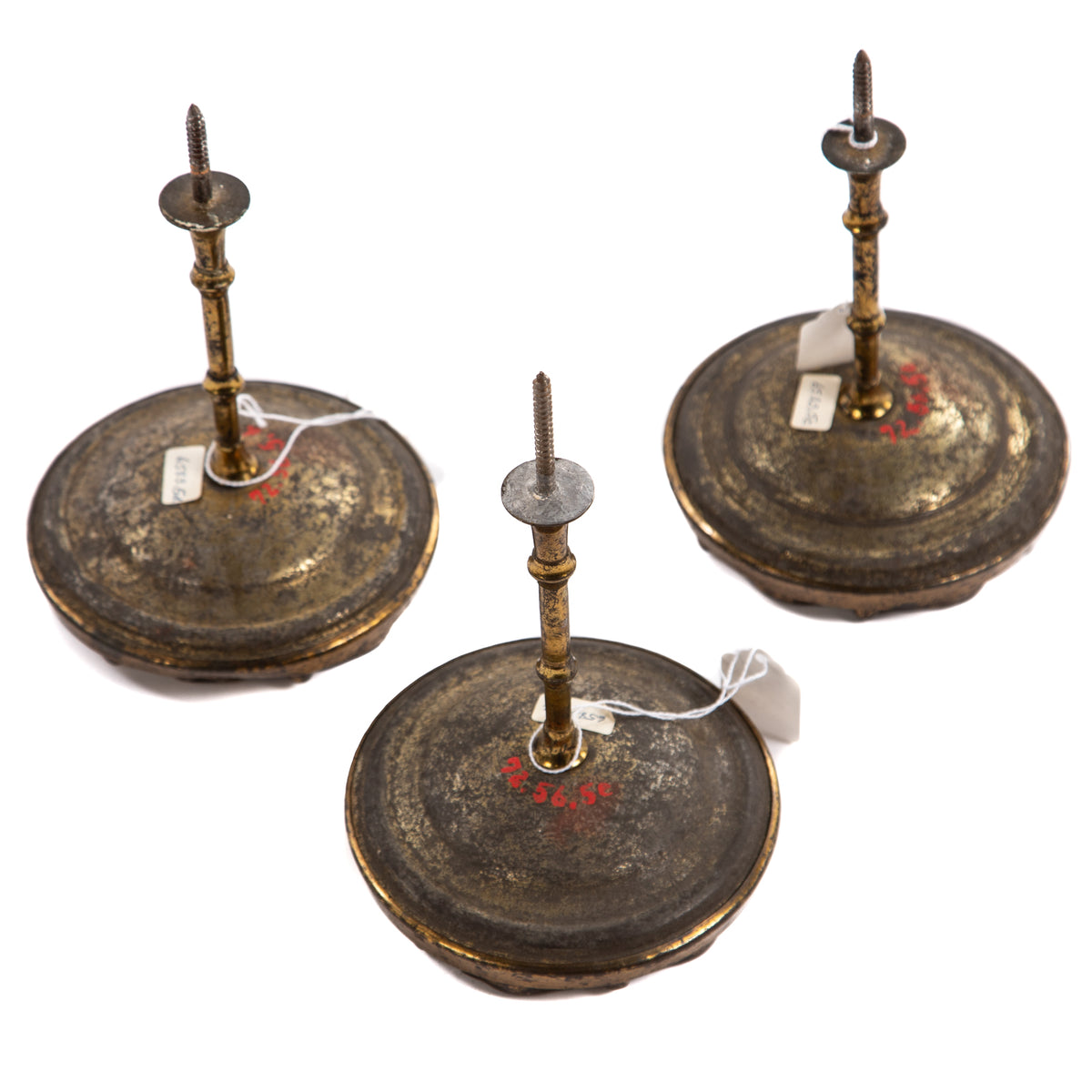 Three Brass American Gilt Tiebacks
