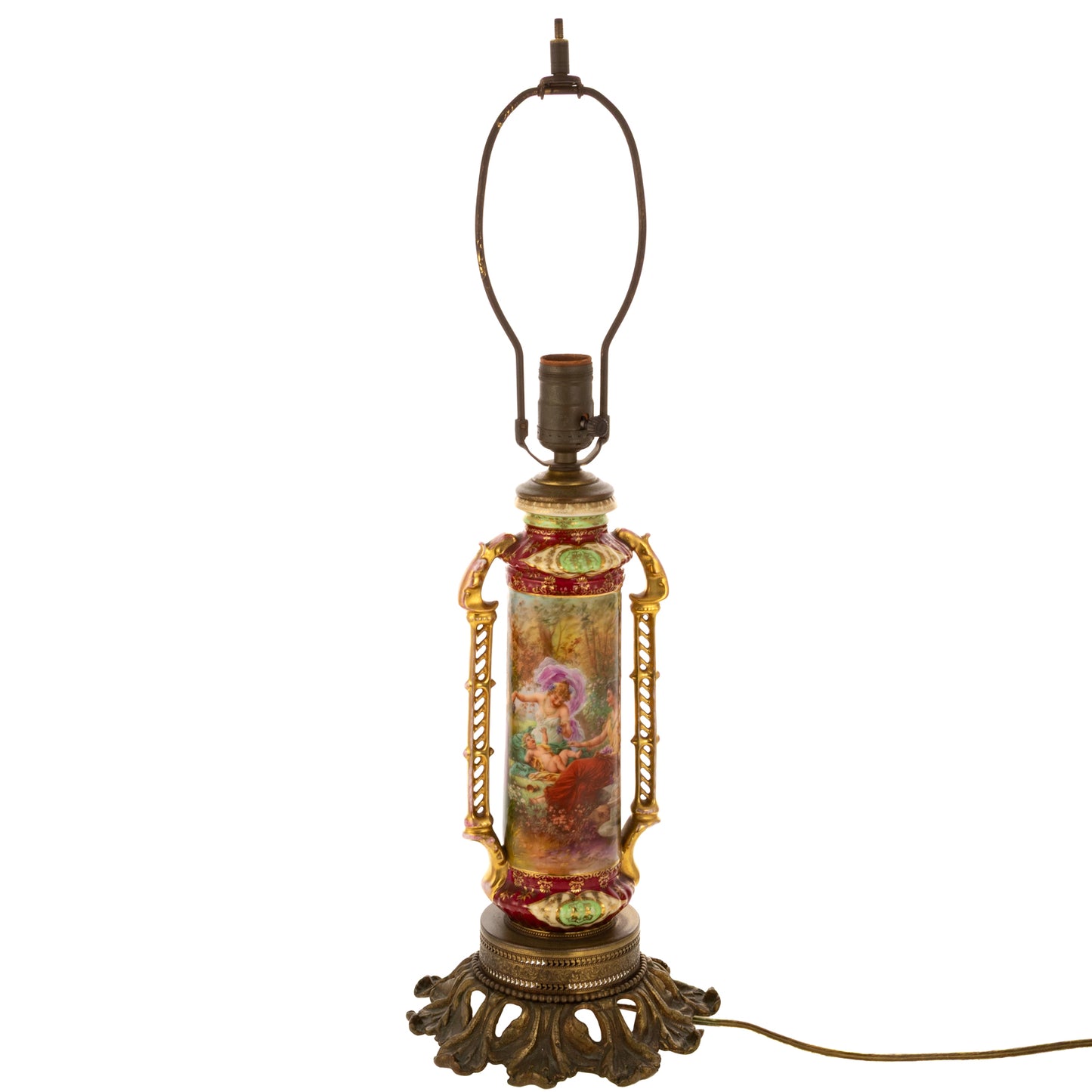 An Austrian Porcelain Vase Mounted as Table Lamp