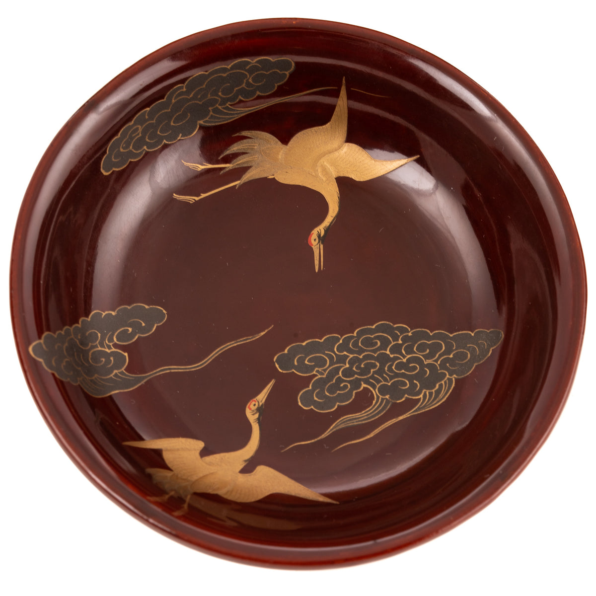A Set of 18 Japanese Tojiki-Shikki Crane Dishes