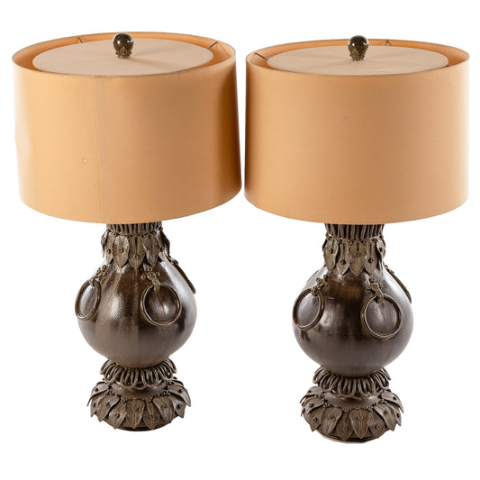 A Pair of Barry Dixon for Arteriors Foliage Urn La