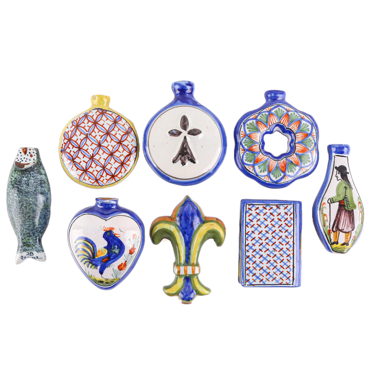 Eight Early Quimper Snuff Bottles
