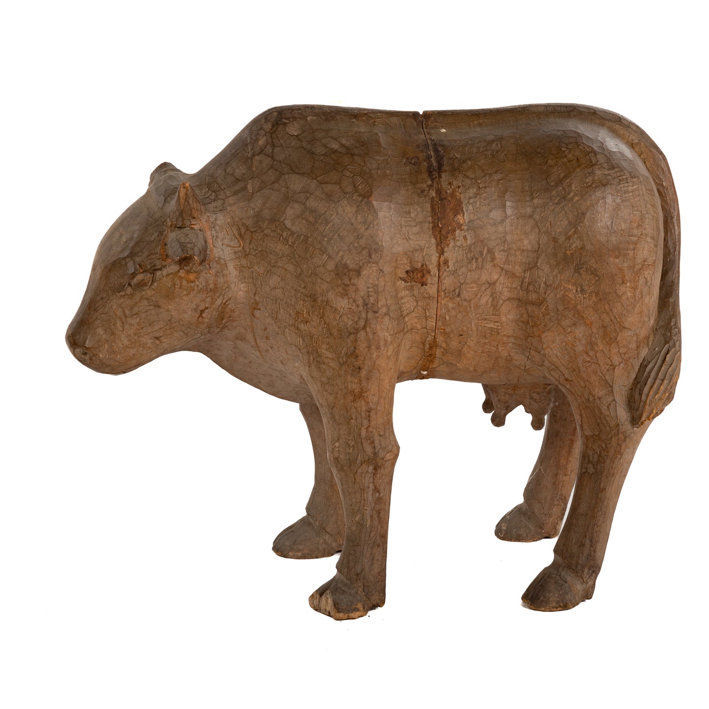 A Hand-Carved Wooden Cow