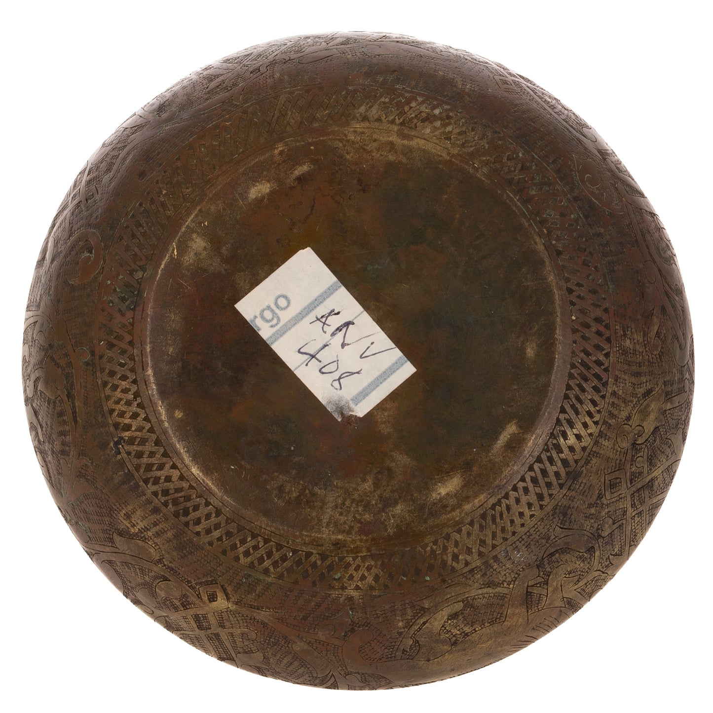 A Bronze Peruvian Etched Vessel