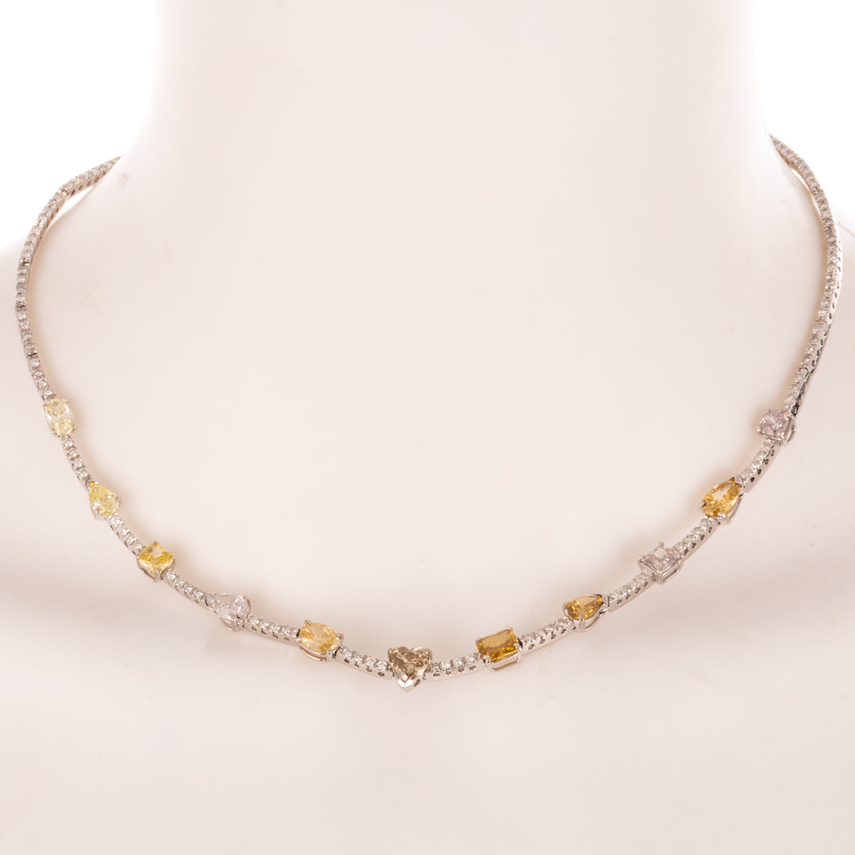 A GIA Fancy Colored Diamond Necklace in 18K