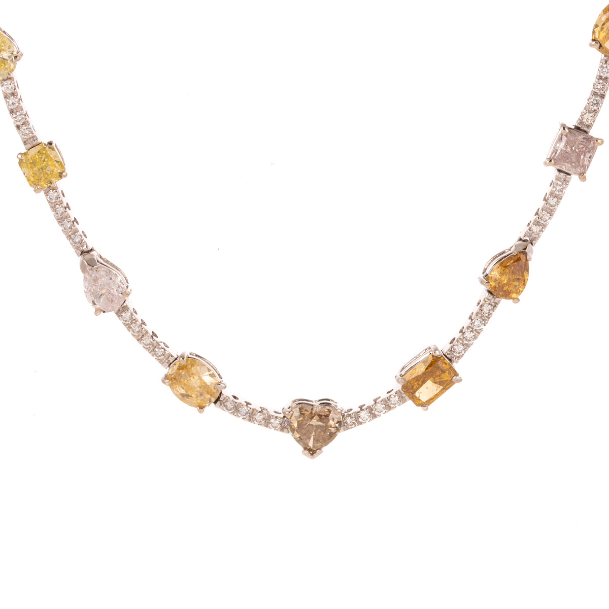 A GIA Fancy Colored Diamond Necklace in 18K