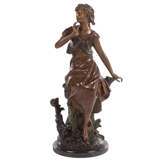 After Hippolyte Francois Moreau "Chant de l'alouette,” bronze