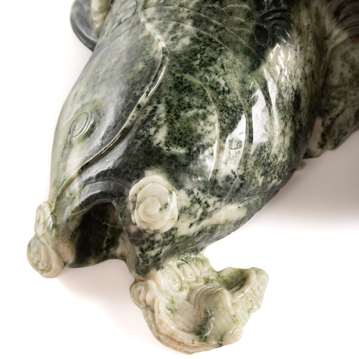 A Large Carved Jade Koi Group