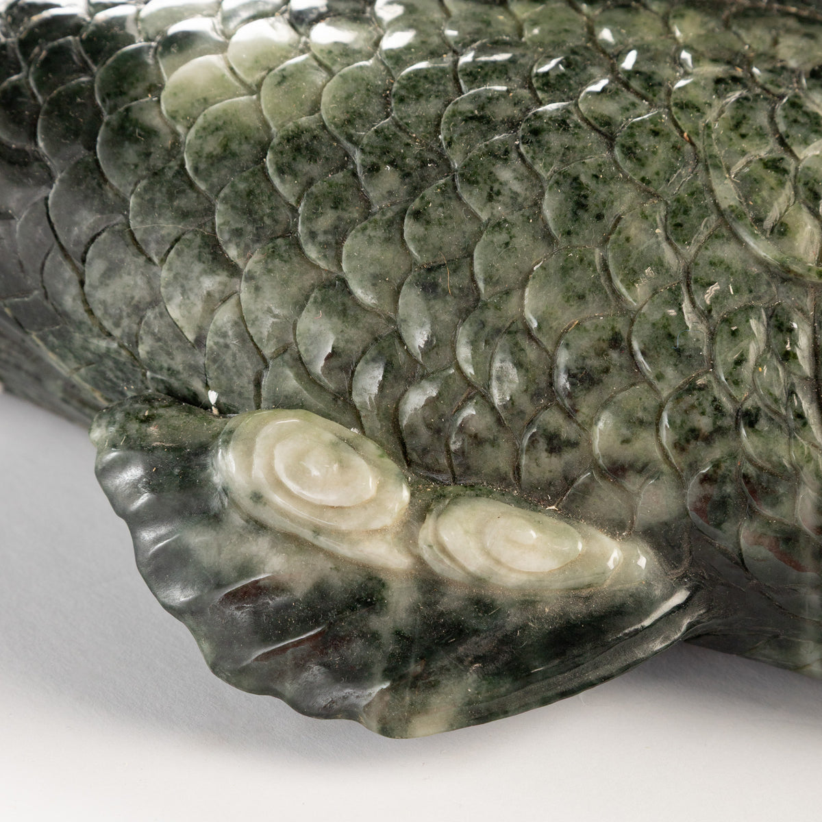 A Large Carved Jade Koi Group