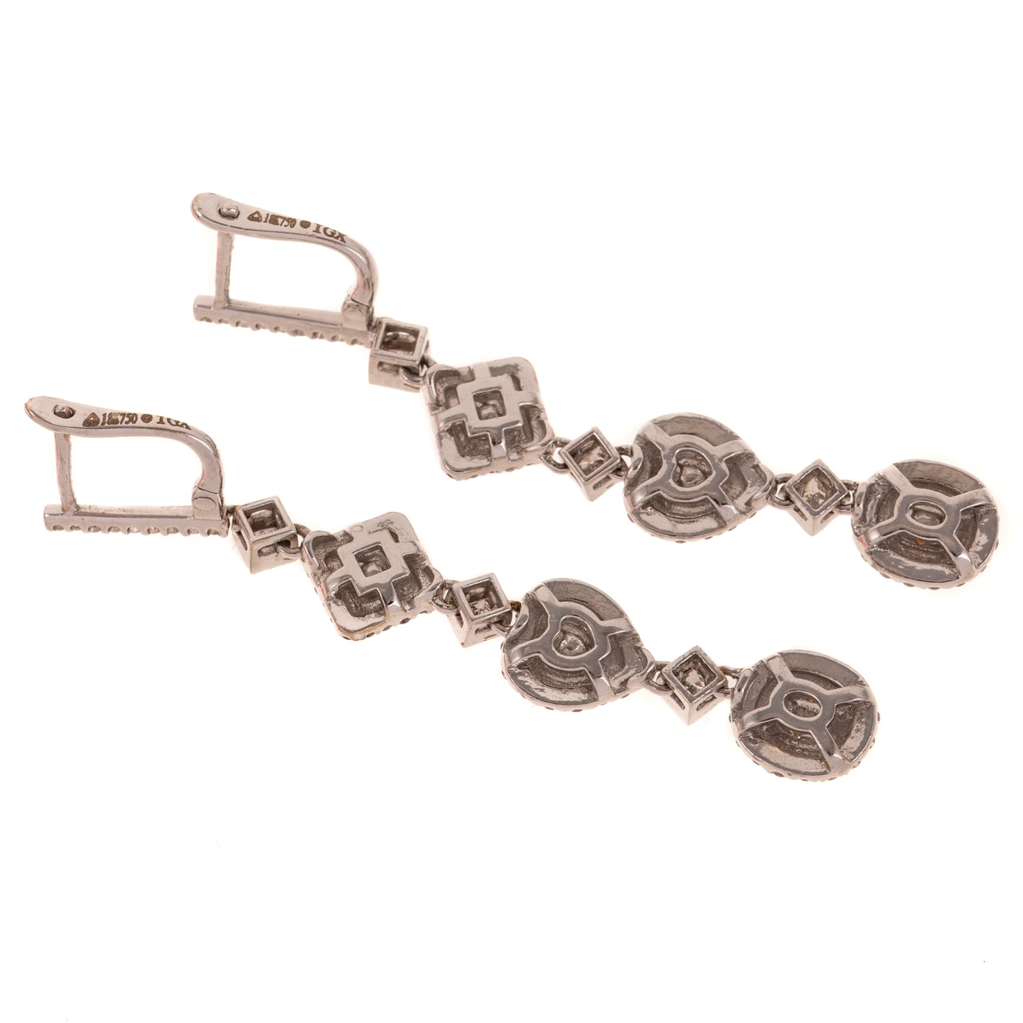 A Pair of Multi-Shaped Yellow Diamond Dangle Earrings in 18K