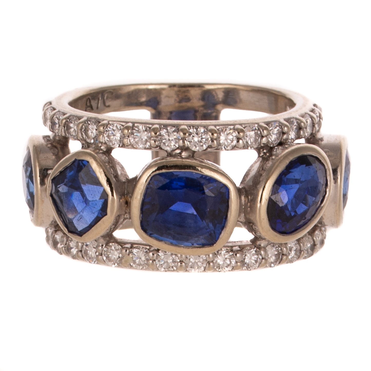 A GIA Ceylon Sapphire & Diamond Band in 14K