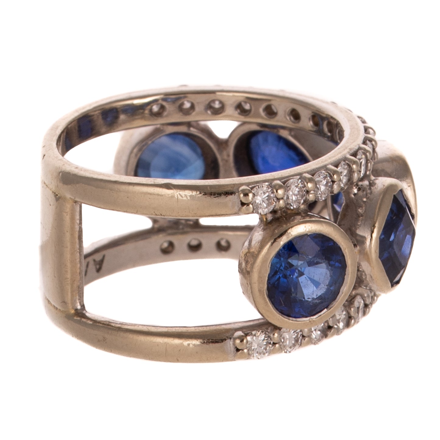 A GIA Ceylon Sapphire & Diamond Band in 14K