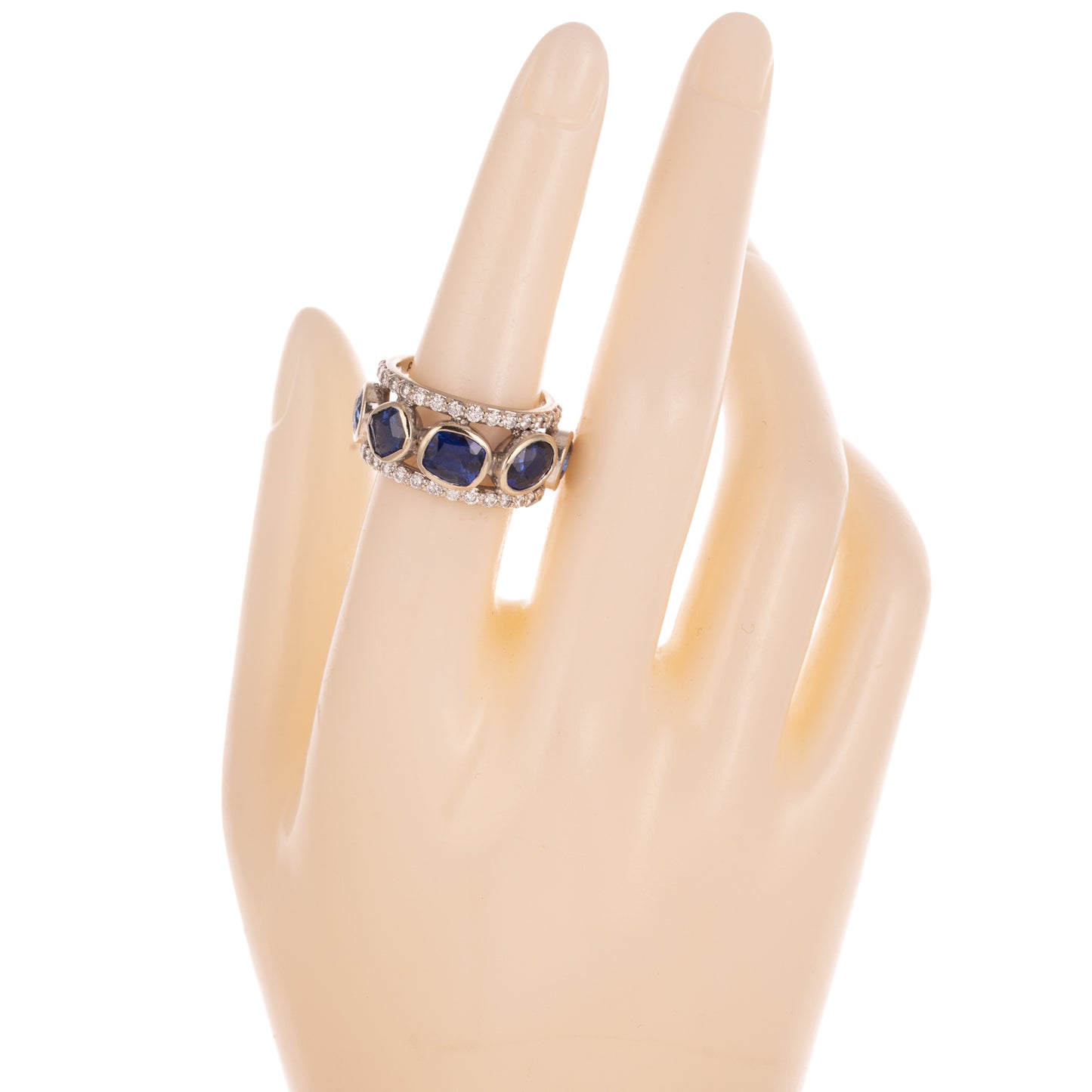 A GIA Ceylon Sapphire & Diamond Band in 14K