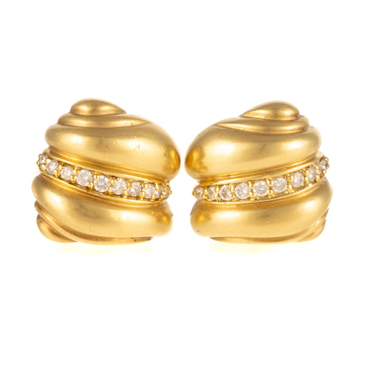 A Pair of Shell & Diamond Earrings in 18K