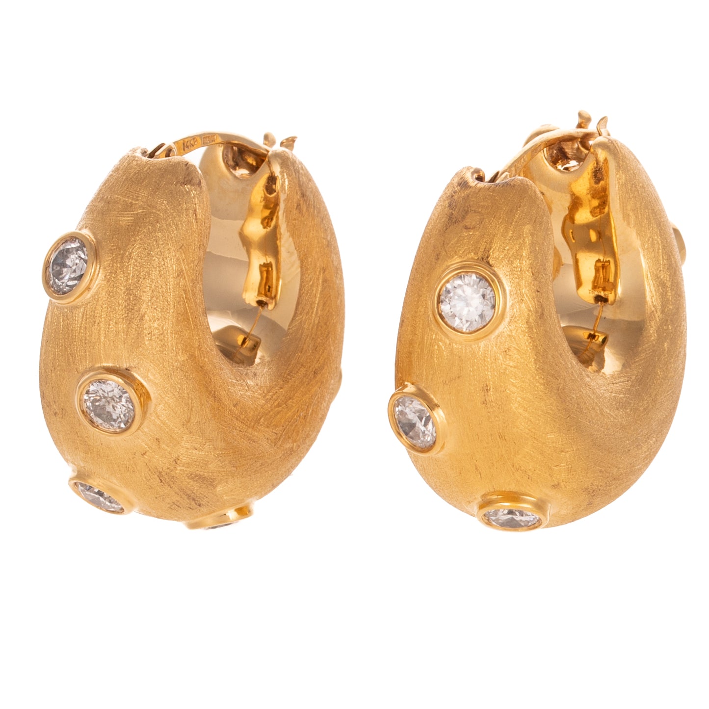 A Pair of 3.24 ctw Diamond Hoops in 14K