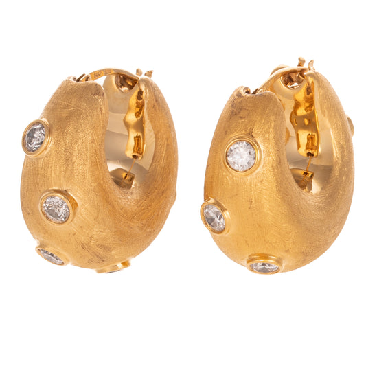 A Pair of 3.24 ctw Diamond Hoops in 14K