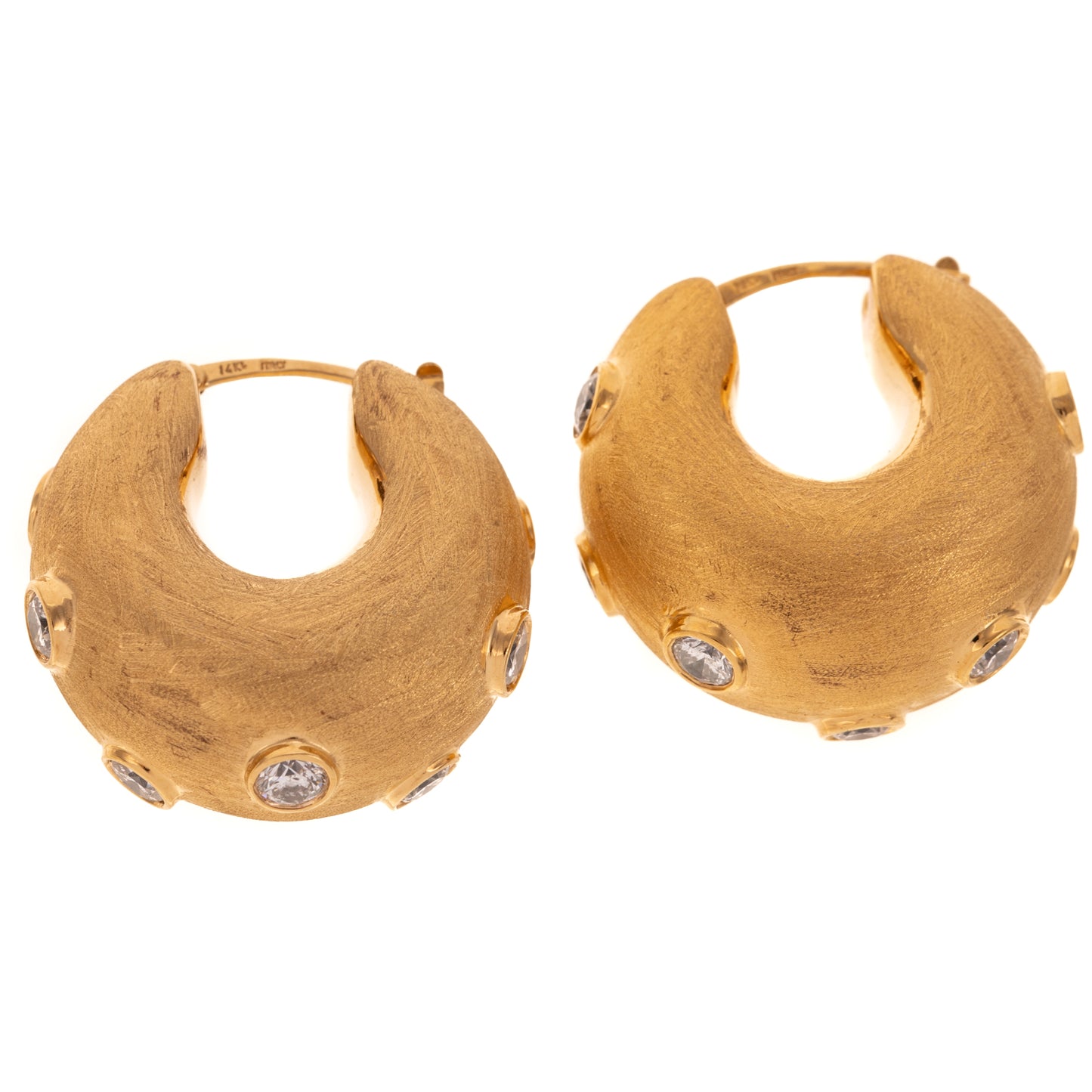 A Pair of 3.24 ctw Diamond Hoops in 14K