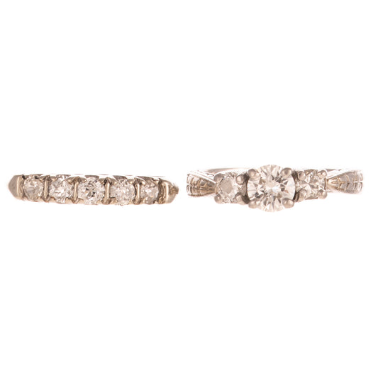 A Diamond Wedding Set in Platinum & 14K