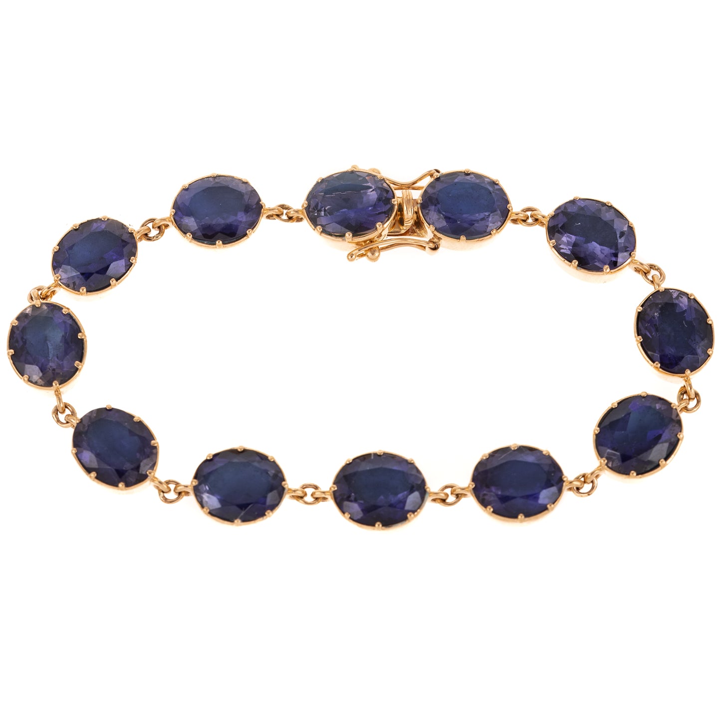A 23.00 ctw Iolite Line Bracelet in 14K