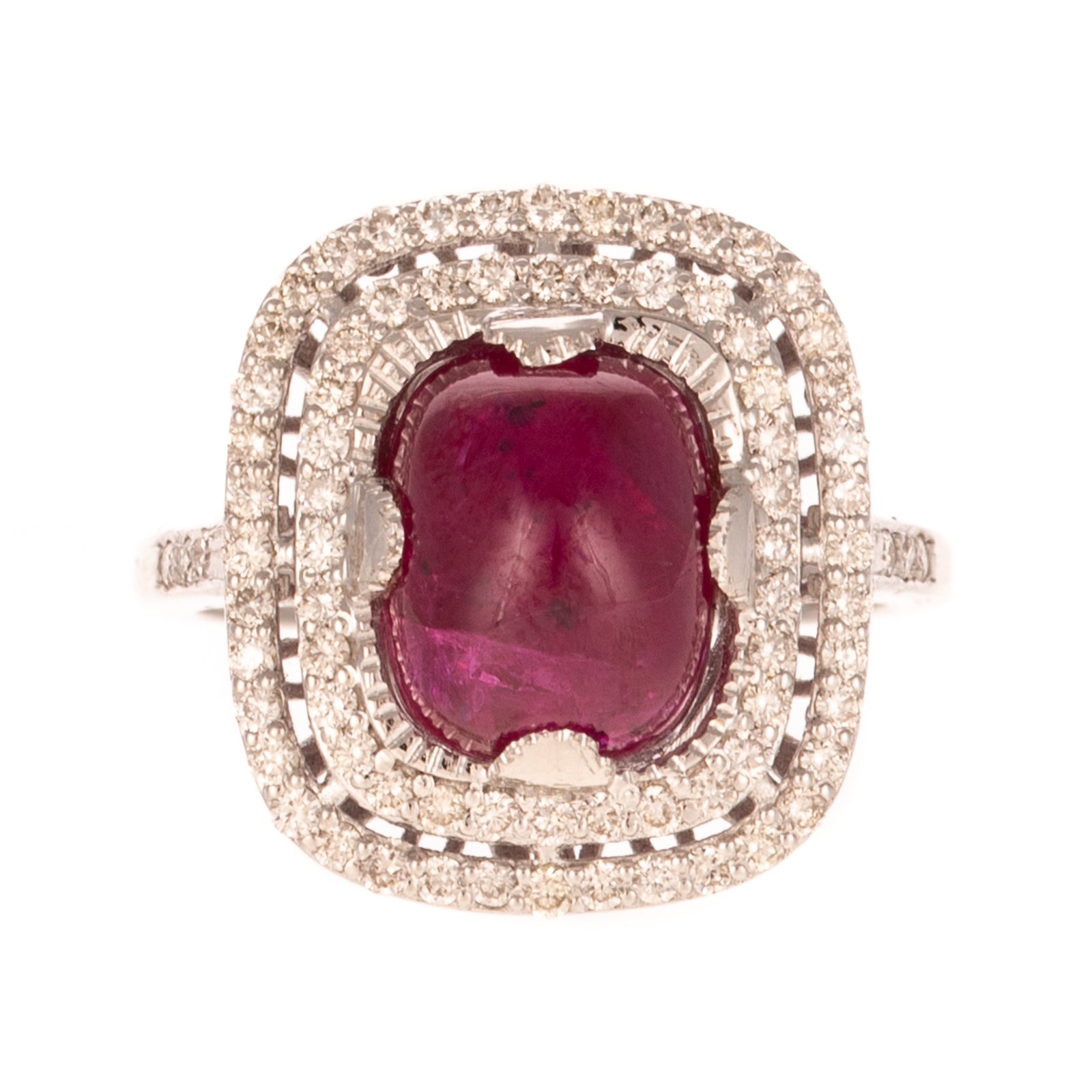 A GIA Unheated Ruby Cabochon & Diamond Ring in 14K – Alex Cooper