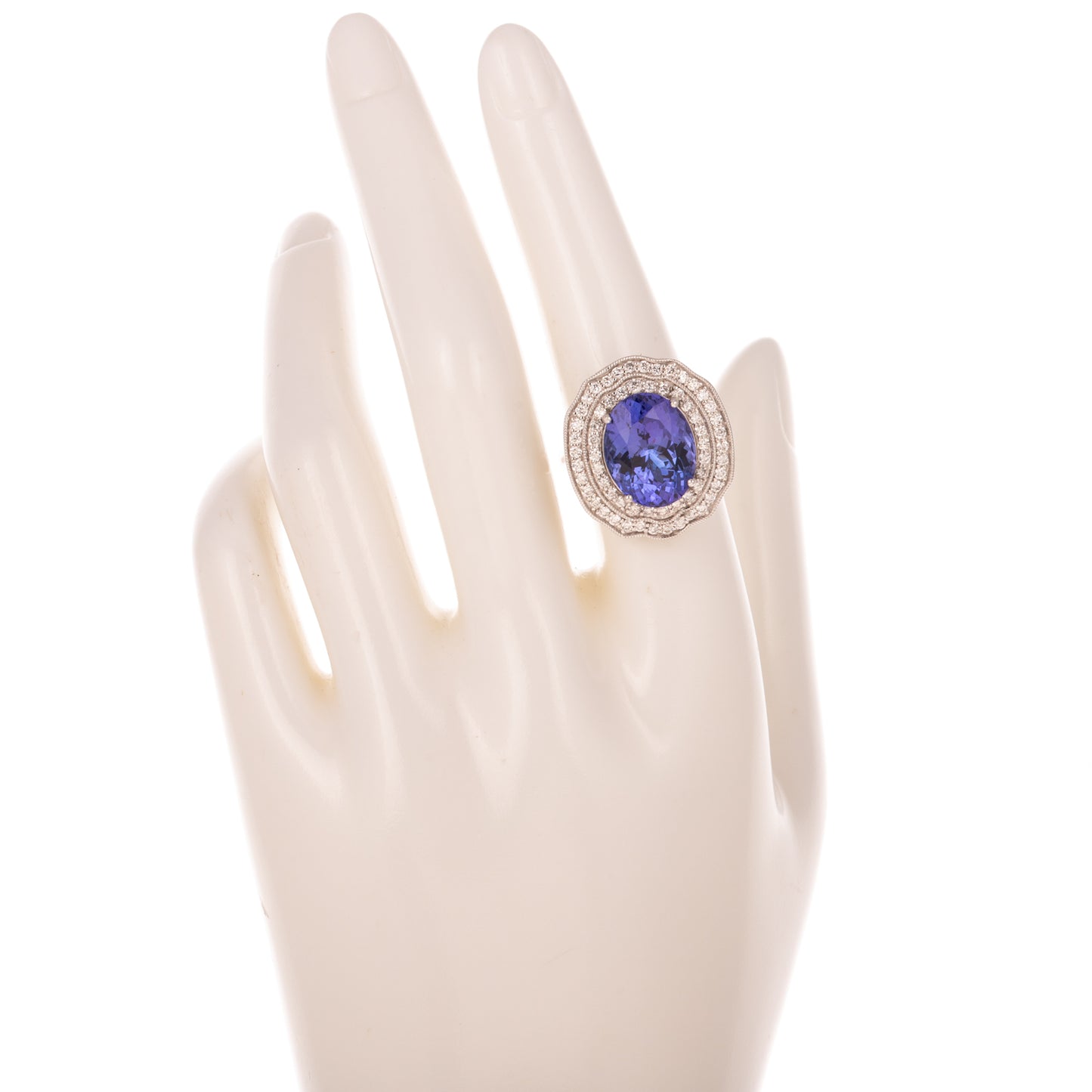 A GIA 7.97 ct Tanzanite & Diamond Ring in Platinum