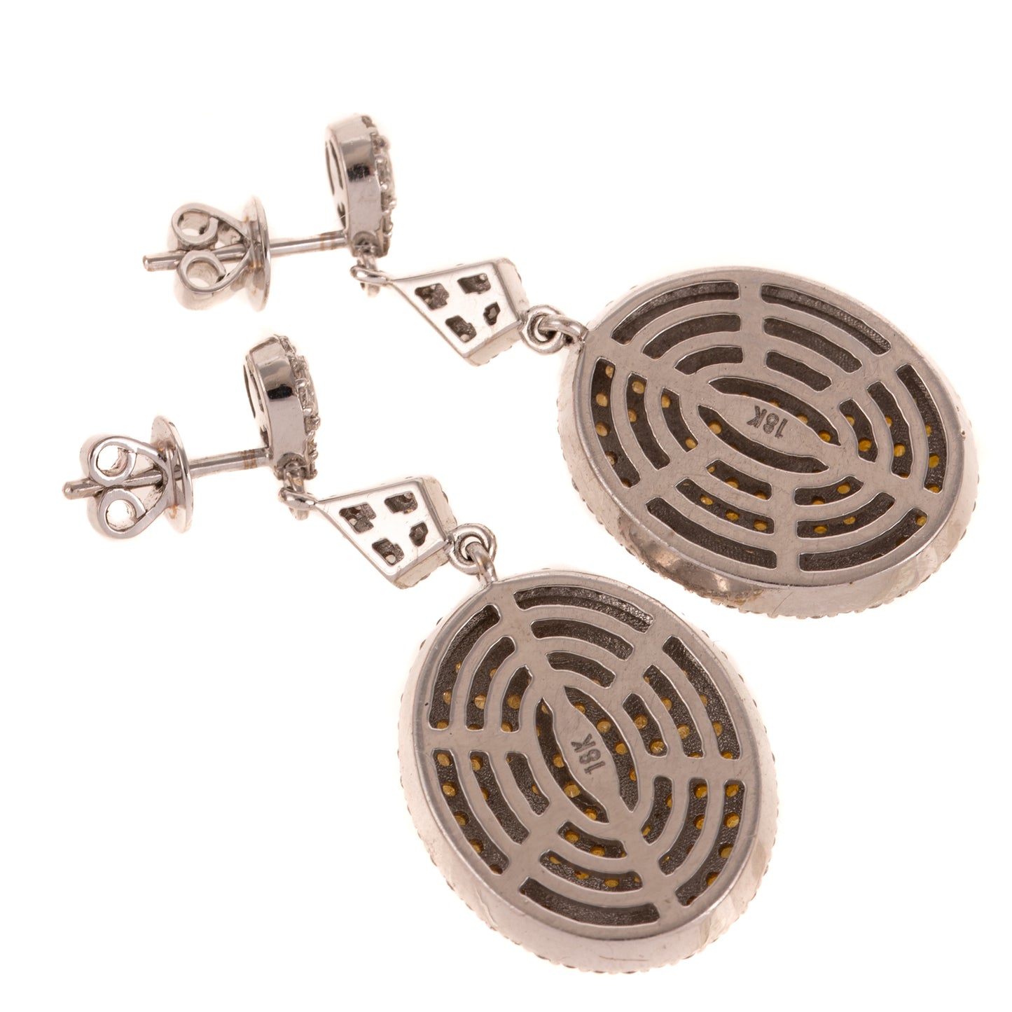 A Pair of 3.10 ctw Yellow Diamond Pave Dangle Earrings in 18K