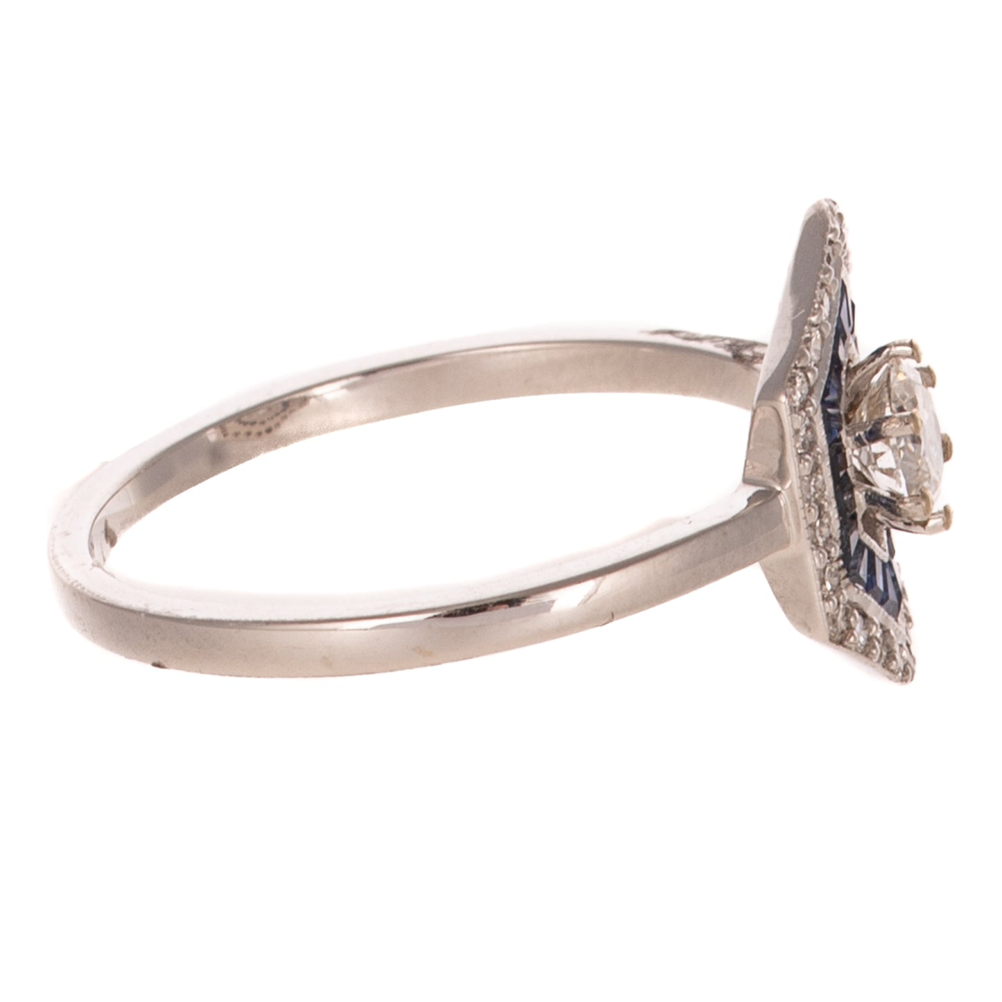 An Art Deco Style Diamond & Sapphire Ring in 14K