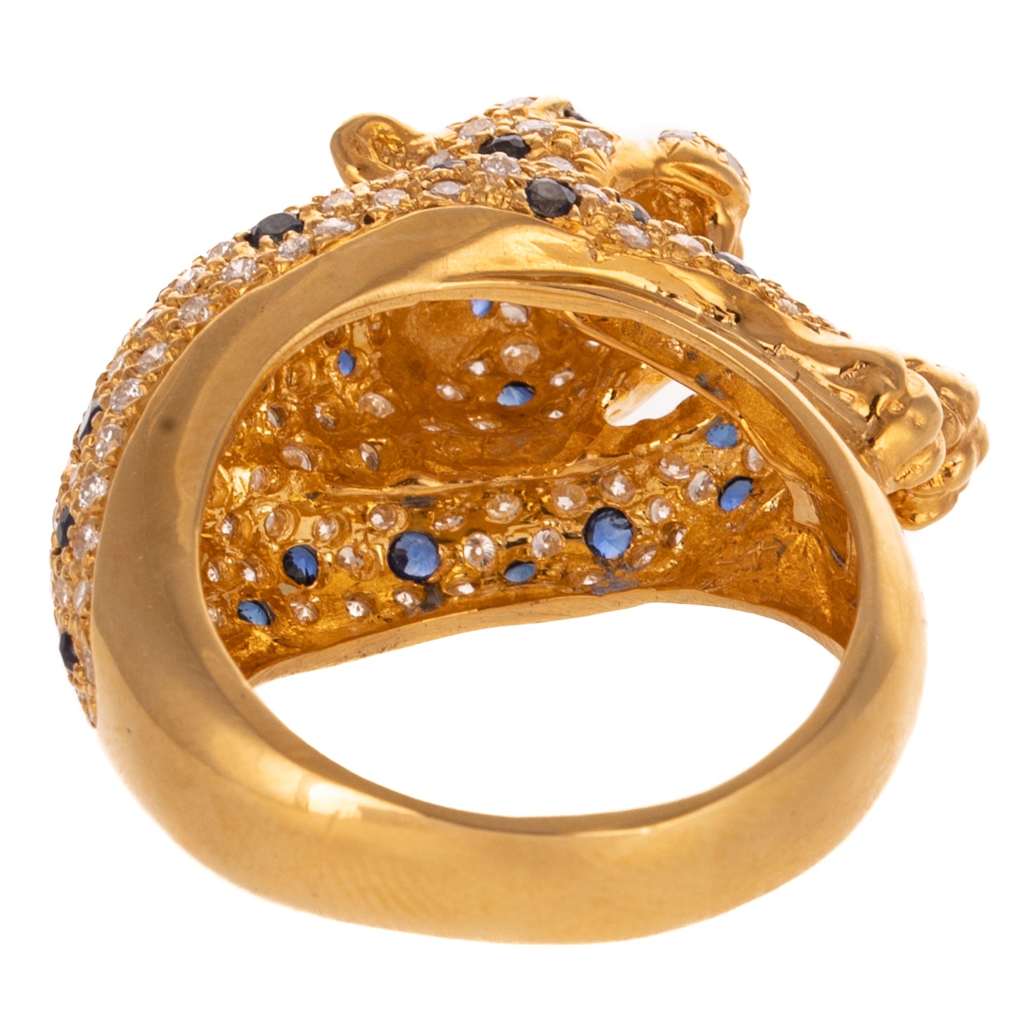 A Sapphire & Diamond Leopard Ring in 18K