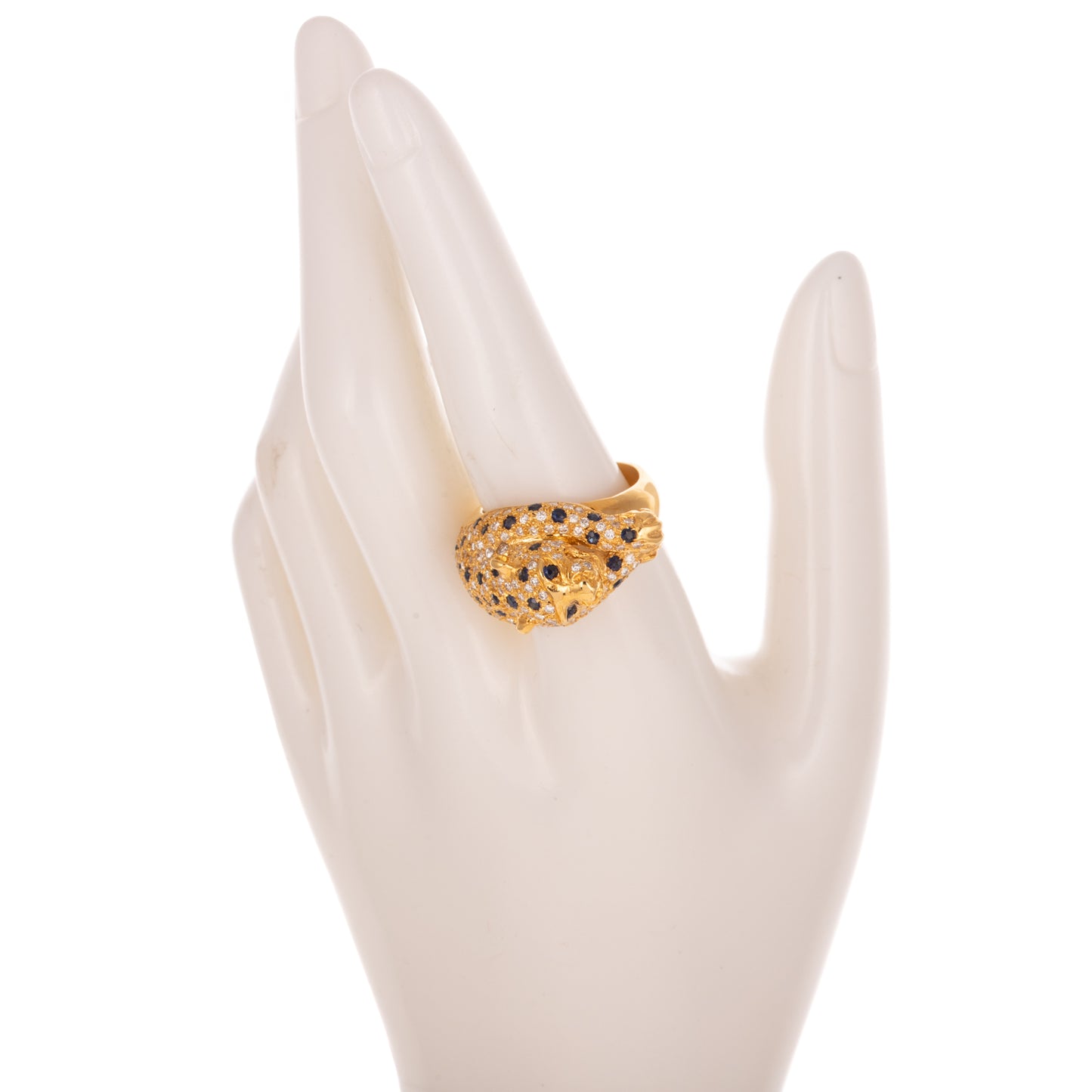 A Sapphire & Diamond Leopard Ring in 18K