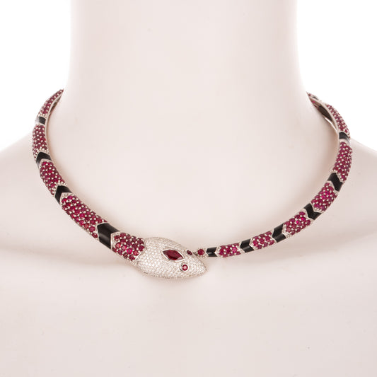 A Fine Ruby & Diamond Snake Collar in 18K