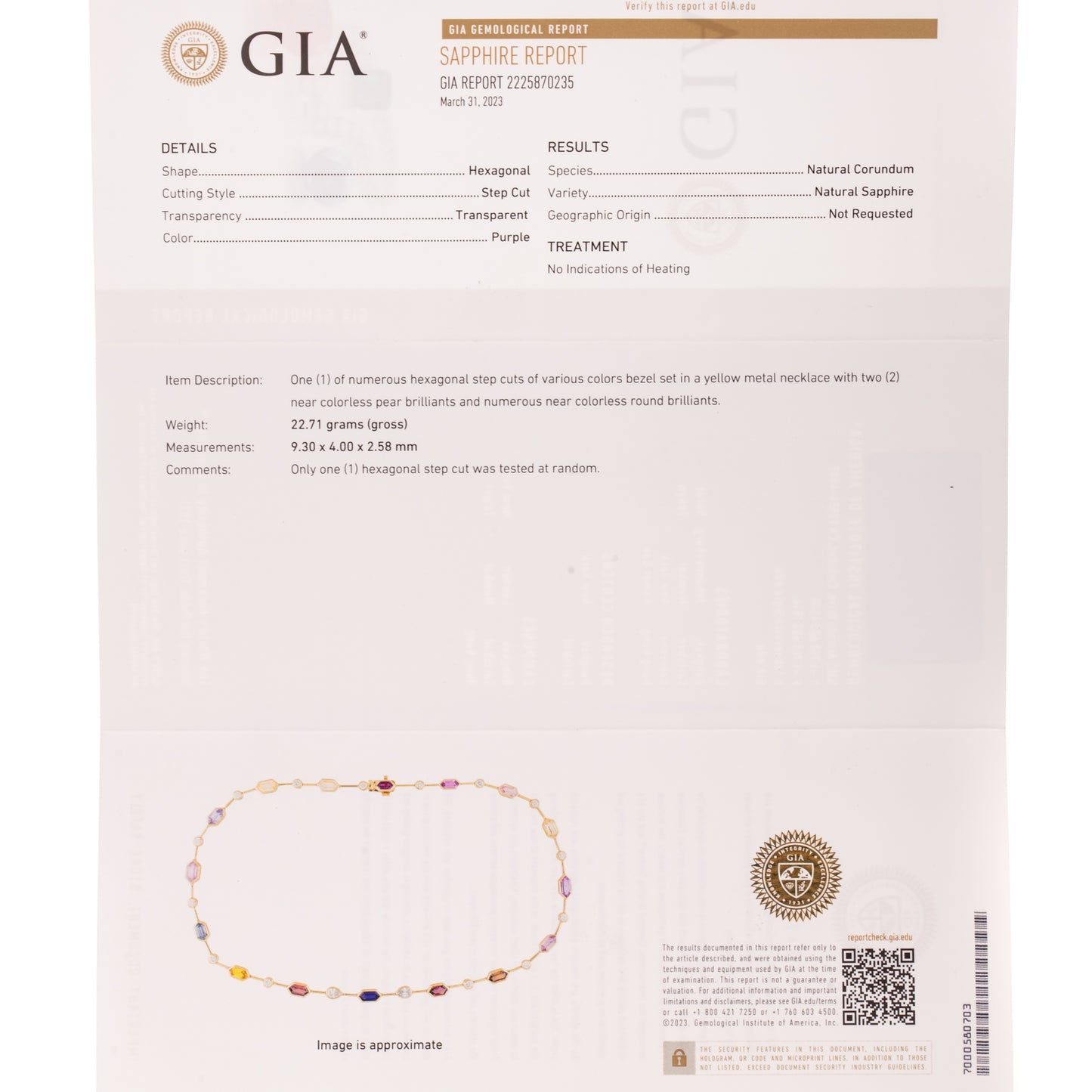 A GIA Unheated Sapphire Necklace in 14K