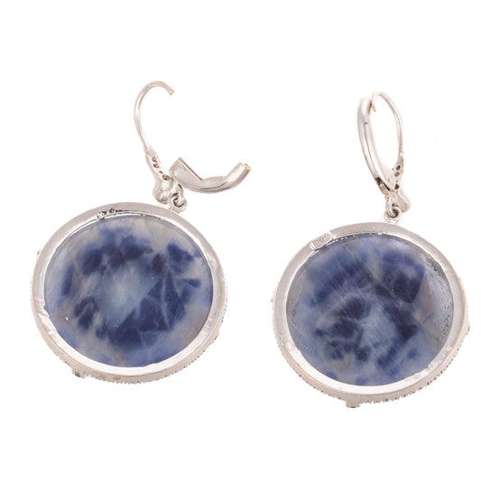 A Pair of Round Sapphire Dangle Earrings in 18K