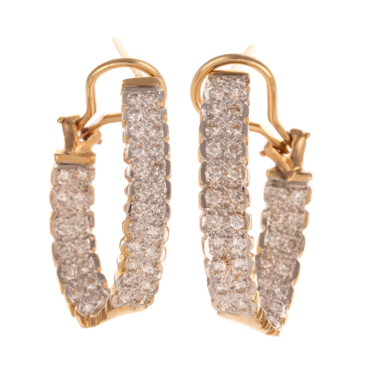 A Pair of Diamond Inside Out Hoops in 14K