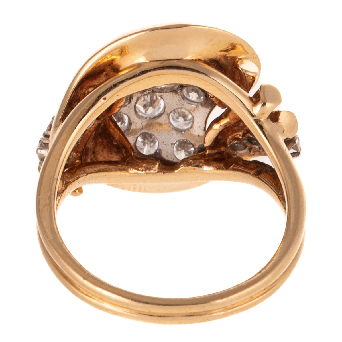 A Retro Pave Diamond Swirl Ring in 14K