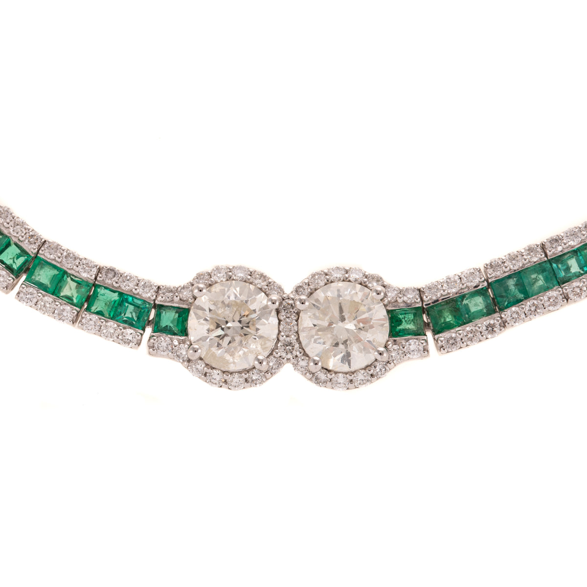 An Important Diamond & Emerald Line Necklace in Platinum