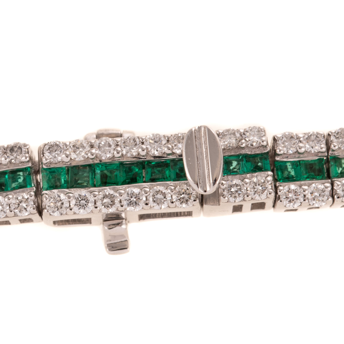 An Important Diamond & Emerald Line Necklace in Platinum