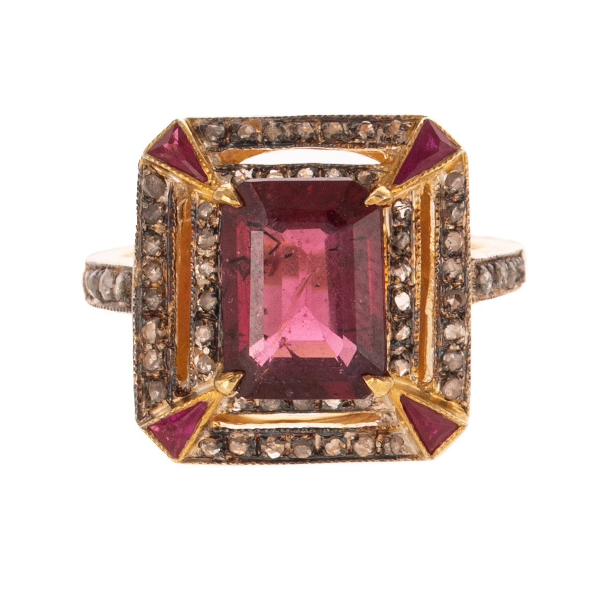 A Rubellite Tourmaline & Diamond Ring